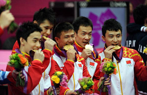 China wins men's team gymnastics
