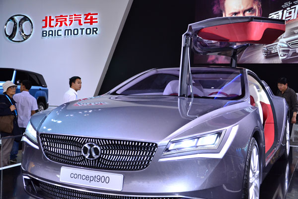 A concept car is shown by BAIC during the Beijing International High-Tech Expo, May 23, 2013. BAIC shows its designs at Beijing expo