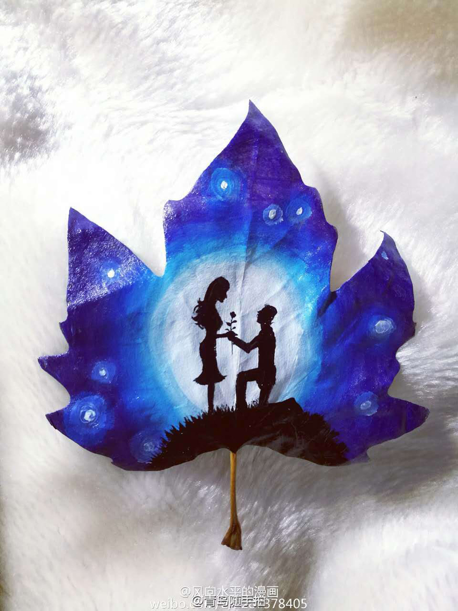 Romantic leaves symbol of love