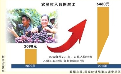 重庆农民收入十年增长两倍多