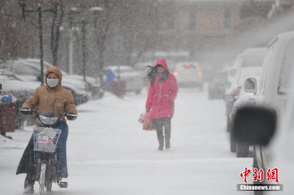 辽宁出现雨雪寒潮大风天气 市民“武装”出行