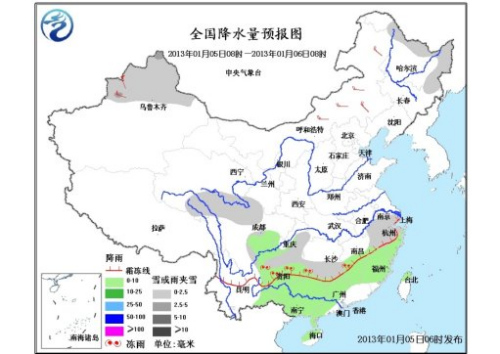 南方大部持续低温雨雪冰冻 北方气温将缓慢回升