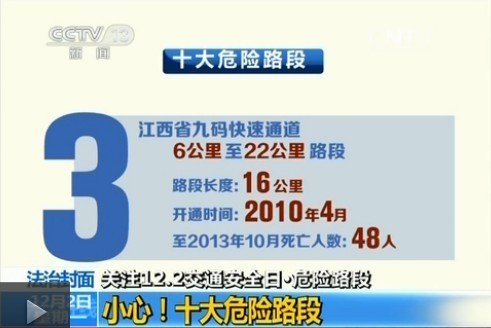 公安部公布十大危险路段 多路段超百人遇难