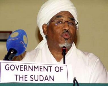 Sudan's government representative Mohamed Yusif Abdallah speaks at Darfur peace talks in the Nigerian capital of Abuja October 20, 2005.