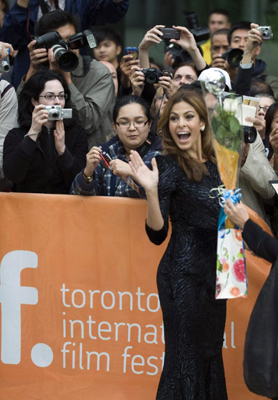 Eva Mendes arrives at gala presentation for film 'Last Night'