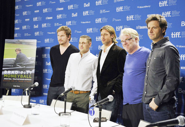 Brad Pitt at presentation for 'Moneyball' in Toronto