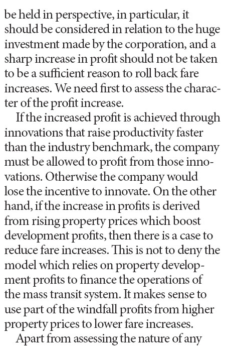 MTR should handle fare hikes moderately with sensitivity