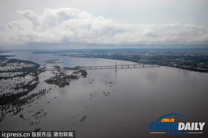 俄罗斯阿穆尔河水位上涨 城市进入紧急状态（高清组图）