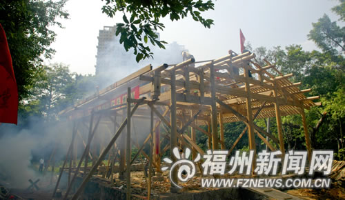古建筑河上救生堂重建 为纪念三国名医董奉而建