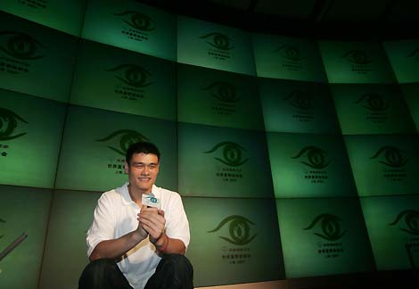 NBA Houston Rockets player Yao Ming speaks at a press conference for the 2007 Special Olympics in Beijing July 21, 2006. Yao has declared his foot injury a non-issue ahead of August's World Championship warm-up games against America and Brazil. 