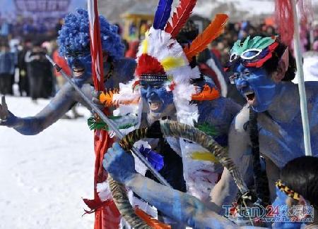 Naked Pig Skiing Carnival in NE China