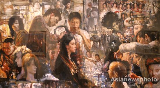 Russian painter puts China element in his work