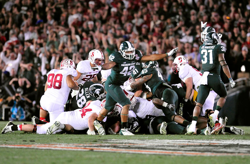 Michigan St beats Stanford 24-20 in Rose Bowl