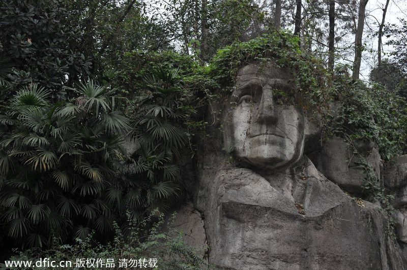 'Mount Rushmore' in China grows green hair