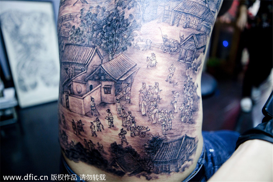 Young man's back becomes canvas for ancient artwork