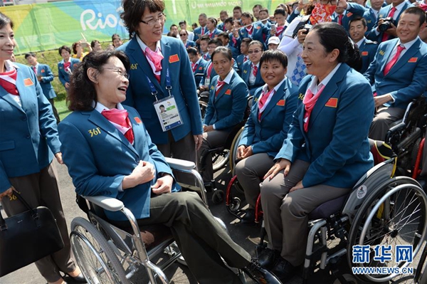 Chinese Paralympic delegates attend flag-raising ceremony