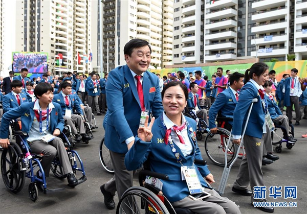 Chinese Paralympic delegates attend flag-raising ceremony