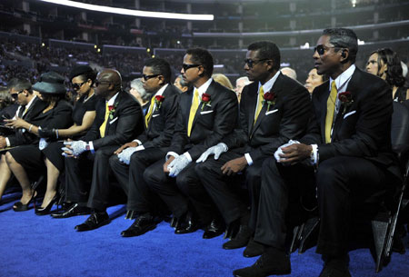 Family of Jackson and celebs at Michael Jackson's public memorial service in L.A.