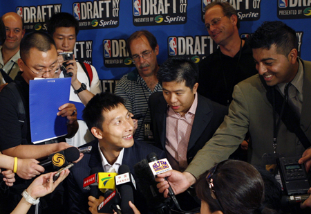 Yi Jianlian attends media availability