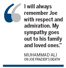 US boxing great Joe Frazier dies at 67
