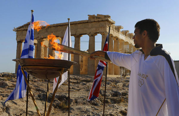 Olympic Flame at Acropolis on handover eve