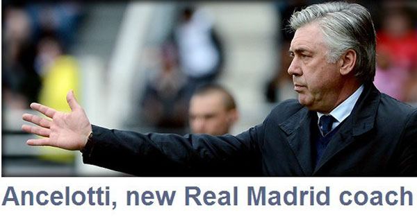 Real Madrid appoints Ancelotti as new coach