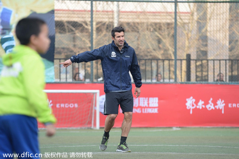 Luis Figo launches football academy in Beijing