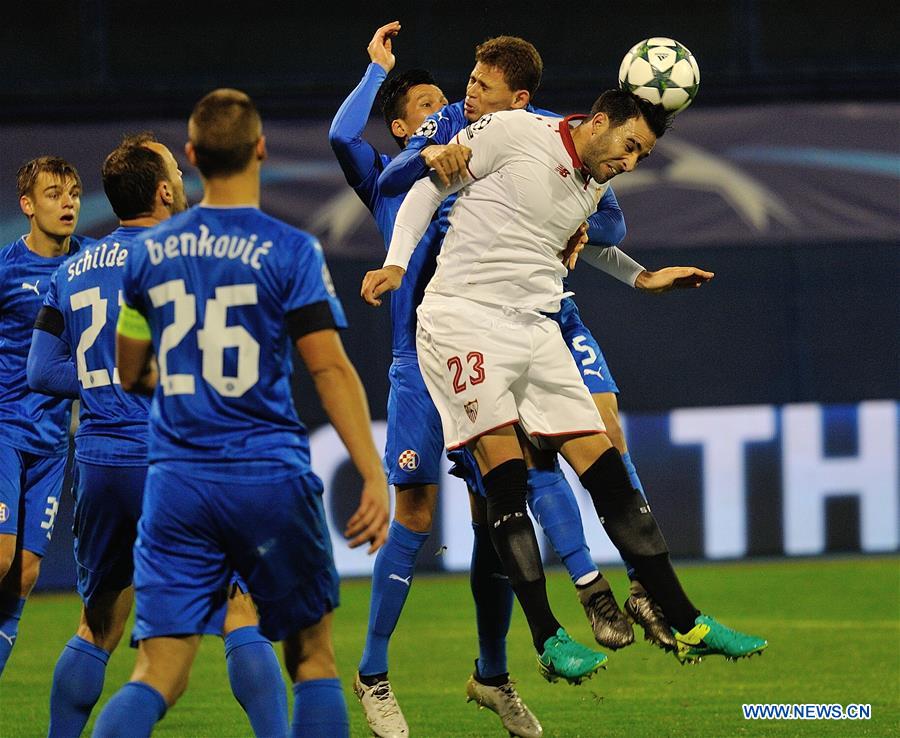 Sevilla FC beats Dinamo Zagreb 1-0 during UEFA Champions League Group